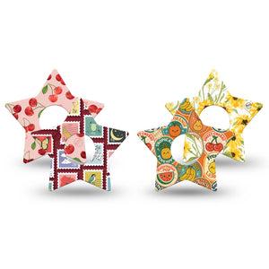 ExpressionMed Sweet Stickers Freestyle Libre 3 and Libre 3 Plus Star, 4-Pack Tape Orange red tones Decorative Adhesive Tape for Continuous Glucose Monitor