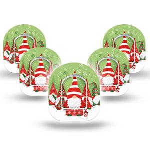 ExpressionMed Holiday Gnomies Omnipod Mini Tape 5-Pack Tape and 5-Pack Sticker Garden Gnomes Christmas-Inspired, Adhesive Tape Pump Design