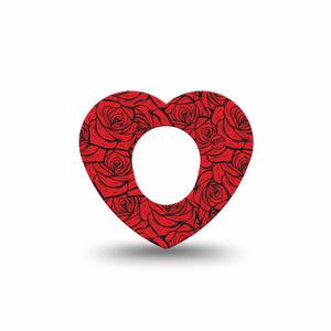 ExpressionMed Roses Dexcom G7 and Dexcom Stelo Glucose Biosensor System Heart, Single Tape Rose bouquet Decorative Patch for CGM