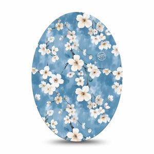 ExpressionMed Cherry Blossom Medtronic Guardian Enlite Universal Oval Single Tape White Cherry Blossom Flowers, Plaster CGM Design