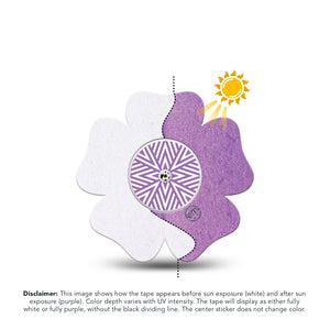ExpressionMed Solar Violet Freestyle Libre 2 and Libre 2 Plus Flower Shape Tape, Abbott Lingo, Single Tape and Single Sticker Sunlight-Activated, Plaster CGM Design