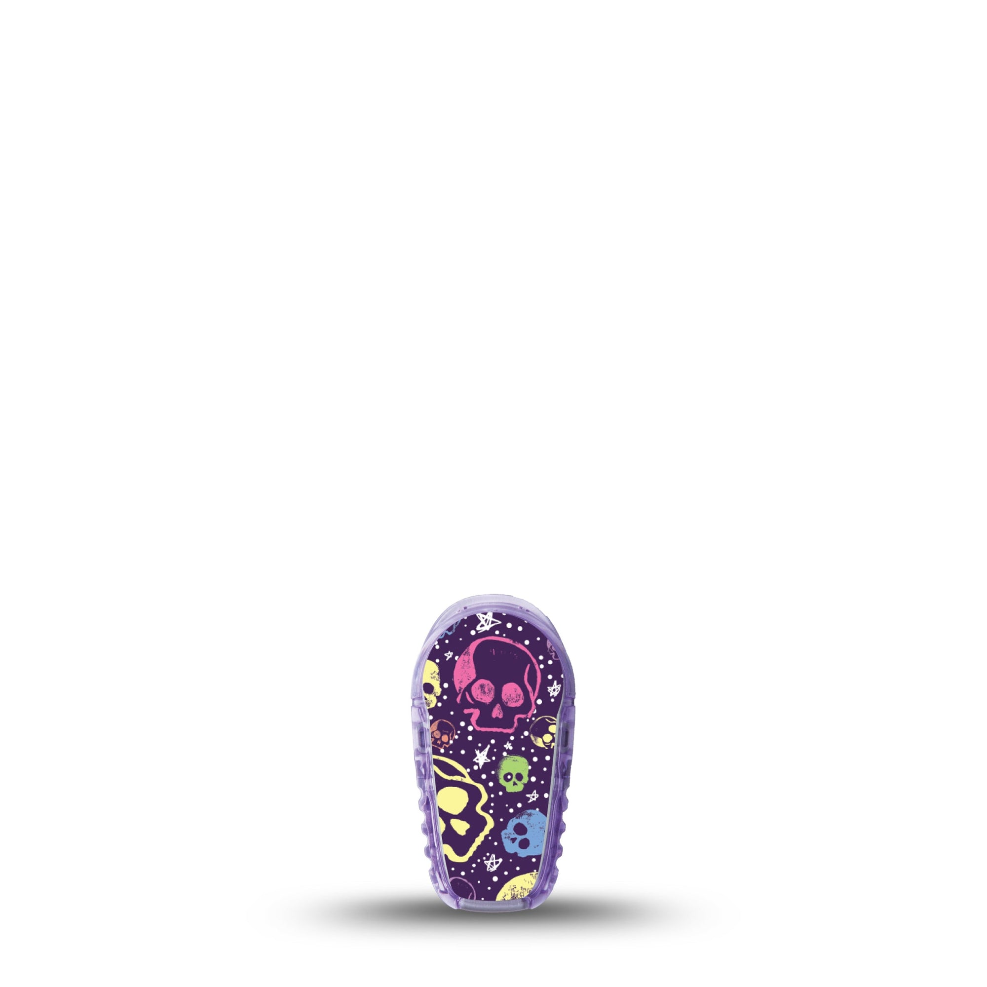 ExpressionMed Neon Skulls Dexcom G6 Sticker, Single Sticker Only Purple and Neon Skulls, Vinyl Decoration Continuous Glucose Monitor Design