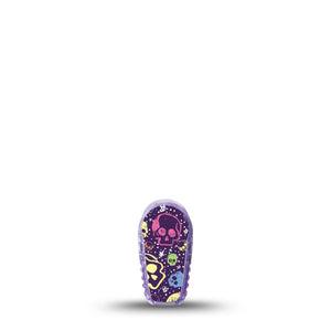 ExpressionMed Neon Skulls Dexcom G6 Sticker, Single Sticker Only Purple and Neon Skulls, Vinyl Decoration Continuous Glucose Monitor Design