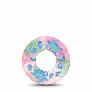 ExpressionMed Turtley One-derful Freestyle Libre, Libre 2 Plus, and Abbott Lingo, Single Tape Seashells hibiscus Fixing Ring Patch for CGM