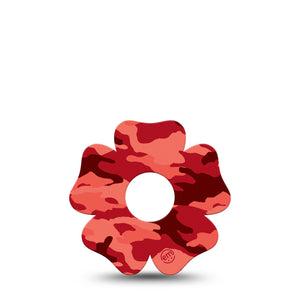 ExpressionMed Red Camo Freestyle Libre 3 and Libre 3 Plus Flower Shape Tape Single Tape Vibrant Camo, Plaster CGM Design