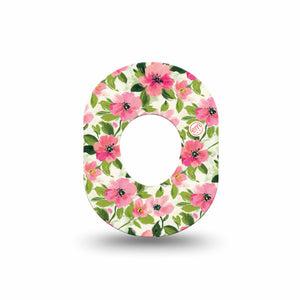 ExpressionMed Painter’s Cosmos Dexcom G7 and Dexcom Stelo Glucose Biosensor System Mini, Single Tape Spring pink florals Waterproof Plaster for CGM