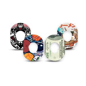 ExpressionMed Outlaw Legends Variety Pack Dexcom G7 Mini Tape, Dexcom Stelo Glucose Biosensor System, 4-Pack Tape Variety Exciting Fictional Prints, Patch Continuous Glucose Monitor Design