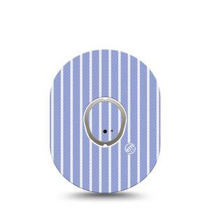 ExpressionMed Blue Stripes Dexcom G7 and Dexcom Stelo Glucose Biosensor System, Single Tape and Single Sticker Classic summer stripe pattern Overlay Patch for CGM