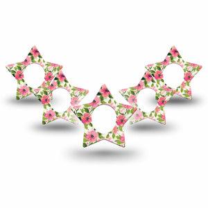 ExpressionMed Painter’s Cosmos Dexcom G7 and Dexcom Stelo Glucose Biosensor System Star, 5-Pack Spring pink florals Decorative Adhesive Tape for Continuous Glucose Monitor