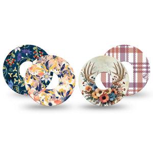 ExpressionMed Antlers & Autumn Variety Pack Freestyle Libre 3 and Libre 3 Plus Tape, 4-Pack Tape Variety, Early Fall Palette, Adhesive Tape Continuous Glucose Monitor Design