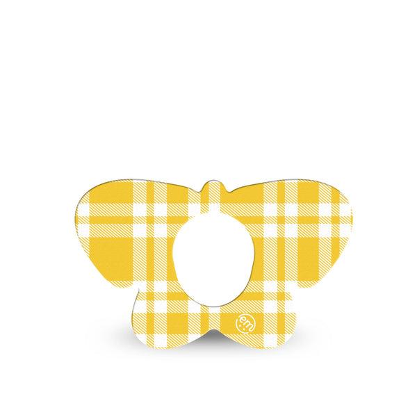 ExpressionMed yellow gingham Dexcom G7 and Dexcom Stelo Glucose Biosensor System Butterfly, Single Tape Yellow plaid gingham Overlay Tape for CGM