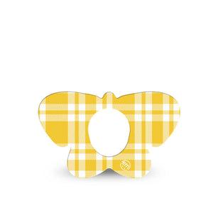 ExpressionMed yellow gingham Dexcom G7 and Dexcom Stelo Glucose Biosensor System Butterfly, Single Tape Yellow plaid gingham Overlay Tape for CGM