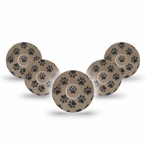 ExpressionMed Fuzzy Pawprints Freestyle Libre 3 and Libre 3 Plus, 5-Pack Tape and 5-Pack Sticker Fuzzy black paws Sensor Cover for CGM