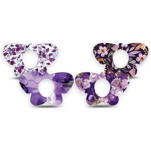 ExpressionMed Moody Plum Dexcom G7 and Dexcom Stelo Glucose Biosensor System Butterfly, 4-Pack Tape Royal purple petals Accessories for CGM