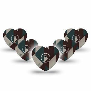 ExpressionMed Timberline  Freestyle Libre 3 and Libre 3 Plus Heart, 5-Pack Tape and 5-Pack Sticker Triangle art Adhesive Patch for Continuous Glucose Monitor