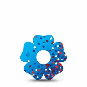 ExpressionMed Confetti Stars Freestyle Libre 3 and Libre 3 Plus Flower Shape Tape Single Tape American Confetti Stars, Plaster CGM Design