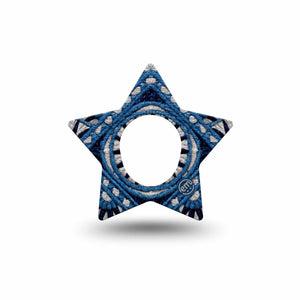 ExpressionMed Indigo Loomwork Dexcom G7 and Dexcom Stelo Glucose Biosensor System Star, Single Tape Navy tan color block Overlay Tape for CGM