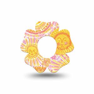 ExpressionMed Bright Sunshine Dexcom G7 and Dexcom Stelo Glucose Biosensor System Flower, Single Tape cheerful yellow style Adhesive Tape for CGM