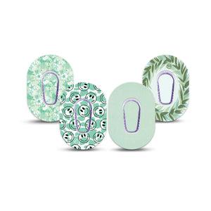 ExpressionMed Pistachio Whirl Variety Pack Dexcom G6 Mini Tape, 4-Pack Tape and 4-Pack Sticker Variety, Solid Color Pack, Adhesive Tape CGM Design