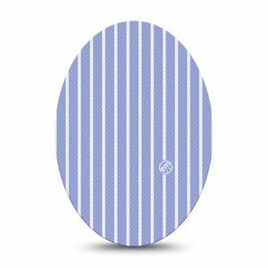 ExpressionMed Blue Stripes Medtronic Guardian Enlite Universal Oval, Single Tape White and blue pin stripes Vinyl Decoration for CGM