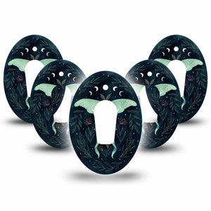 ExpressionMed Luna Moth Dexcom G6 Tape 5-Pack Tape Moth and Moons, Plaster Continuous Glucose Monitor Design