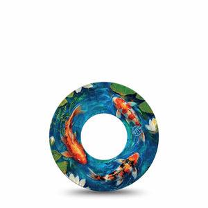 ExpressionMed Koi Pond Freestyle Libre, Libre 2 Plus, and Abbott Lingo, Single Tape peaceful pond style Fixing Ring Patch for CGM