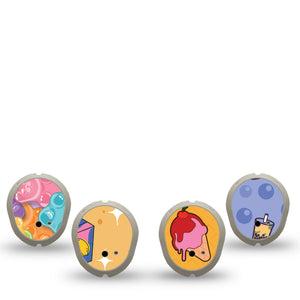 ExpressionMed Sugar Rush Variety Pack Dexcom G7 Sticker, Dexcom Stelo Glucose Biosensor System, 4-Pack Sticker Variety Sweet Treats, Vinyl Decoration Continuous Glucose Monitor Design