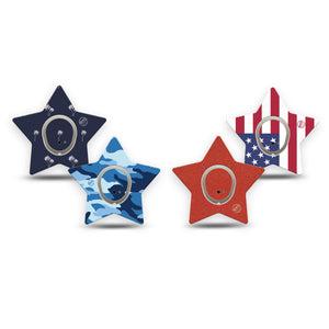 ExpressionMed USA Basics Dexcom G7 and Dexcom Stelo Glucose Biosensor System Star, tape and sticker  usa color palette Plaster for CGM