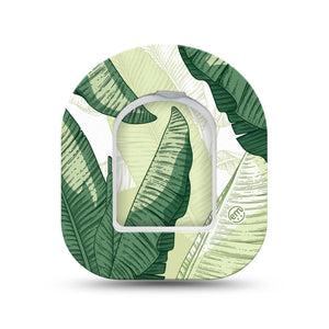 ExpressionMed Palm Leaf Omnipod Mini, Single Tape and Single Sticker Shades of green  Sensor Cover For Pump
