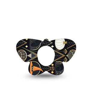 ExpressionMed Art Deco Halloween Dexcom G7 Butterfly Shape Tape, Dexcom Stelo Glucose Biosensor System, Single Tape Vintage Luxurious Inspired Halloween, Adhesive Tape CGM Design