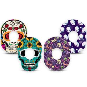 ExpressionMed Skulls Variety Pack Dexcom G7 Tape, Dexcom Stelo Glucose Biosensor System, 4-Pack Tape Variety, Floral Skeletons Heads, Overlay Tape CGM Design