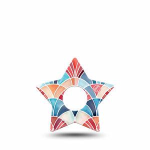 ExpressionMed Watercolor Fan Freestyle Libre 3 and Libre 3 Plus Star, Single Tape Red blue fan shape Best Covers for CGM