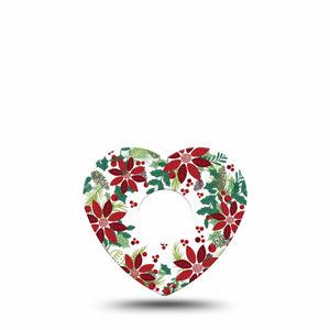 ExpressionMed Christmas Wreath Freestyle Libre 3 Heart Shape Tape Single Tape Christmas Theme Foliage, Patch CGM Design