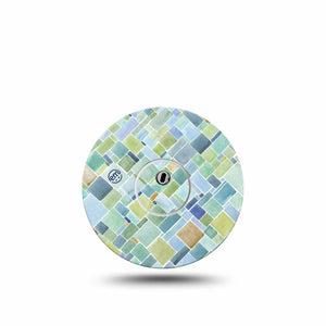 ExpressionMed Watercolor Geometrics Freestyle Libre 3 Tape Single Tape and Single Sticker Soft Hue Blue Green Tiles Adhesive Tape CGM Design