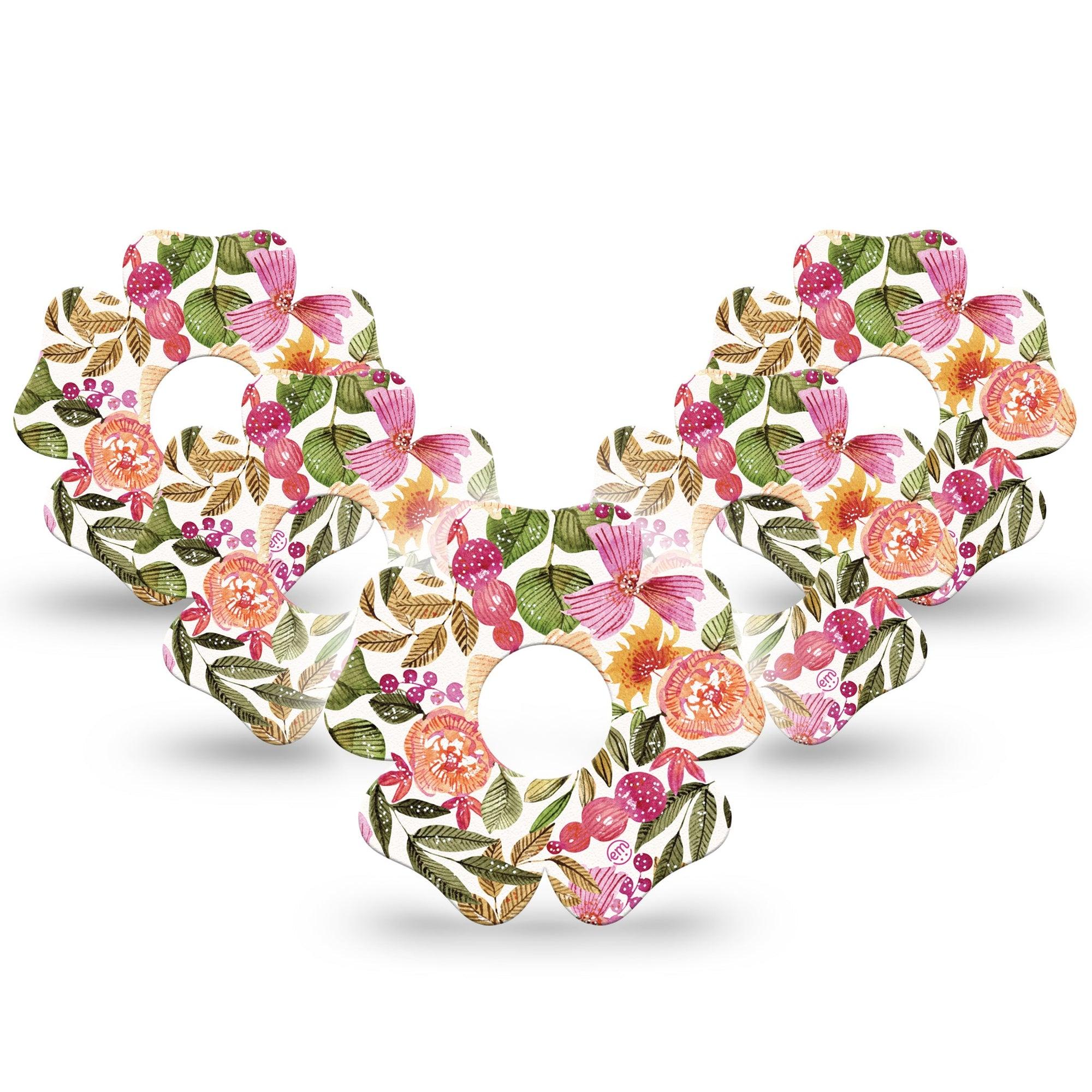 ExpressionMed Spring Bouquet Freestyle Libre 3 Flower Shape Tape 5-Pack Floral Display Plaster CGM Design