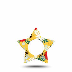 ExpressionMed Bees and Flowers Freestyle Libre 2 and Libre 2 Plus Star Shape Tape, Abbott Lingo, Single Tape Buzzing Bee Plaster CGM Design