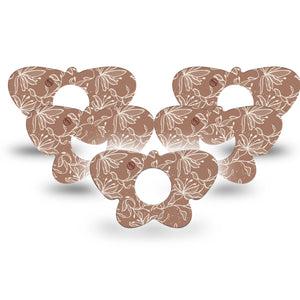ExpressionMed Mocha Mousse Lace Infusion Set Butterfly Shape Tape, 10-Pack Tape Pantone Neutral Mousse, Plaster Continuous Glucose Monitor Design