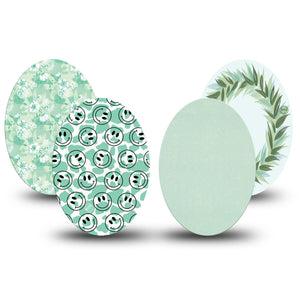 ExpressionMed Pistachio Whirl Variety Pack Medtronic Guardian Enlite Universal Oval, 4-Pack Tape Variety, Soft Green Monochromatic Mix, Plaster CGM Design