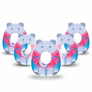 ExpressionMed Circus Elephant Dexcom G7 Gumdrop Shape Tape, Dexcom Stelo Glucose Biosensor System, 5-Pack Tape Cute Sitting Elephant, Patch CGM Design