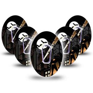ExpressionMed Bat Man  Dexcom G6 Tape 5-Pack Tape and 5-Pack Sticker DC Comics Character Inspired, Plaster Continuous Glucose Monitor Design