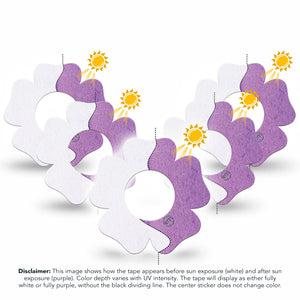 ExpressionMed Solar Violet Freestyle Libre 2 and Libre 2 Plus Flower Shape Tape, Abbott Lingo, 5-Pack Tape Solar-Reactive Purple, Plaster CGM Design