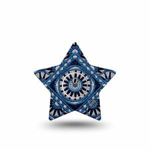 ExpressionMed Indigo Loomwork Freestyle Libre 3 and Libre 3 Plus Star, Single Tape and Single Sticker Structured textile pattern Fixing Ring Tape for CGM