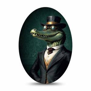 ExpressionMed Dapper Alligator Medtronic Guardian Enlite Universal Oval, Single Tape Neat Suit Alligator, Plaster CGM Design