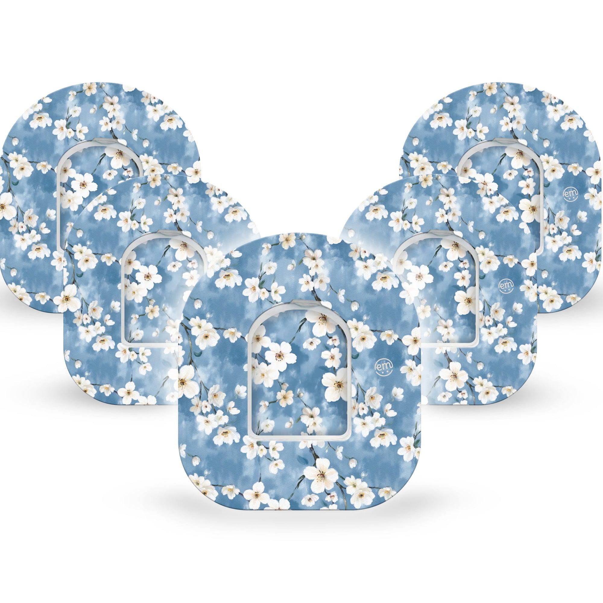 ExpressionMed Cherry Blossom Omnipod Tape 5-Pack Tape and 5-Pack Sticker Sweet Cherry Blossom Tree, Adhesive Patch Pump Design