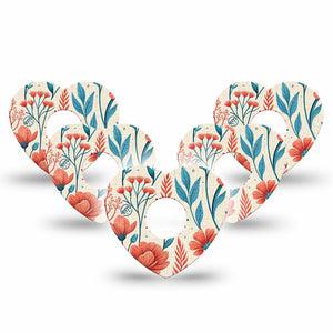 ExpressionMed Desert Wildflower Freestyle Libre 3 and Libre 3 Plus Heart, 5-Pack Bold desert flower pattern Overlay Tape for Continuous Glucose Monitor