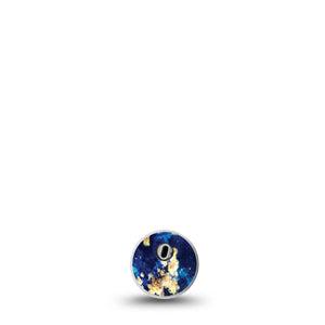 ExpressionMed Molten Midnight Freestyle Libre 3 Sticker Single Sticker Only Blue Pattern Gold Specks, Decorative Decal CGM Design