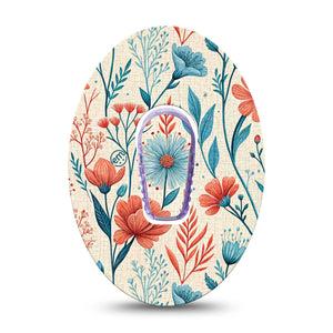 ExpressionMed Desert Wildflower Dexcom G6, Single Tape and Single Sticker Color-rich botanical print Sensor Cover for Continuous Glucose Monitor