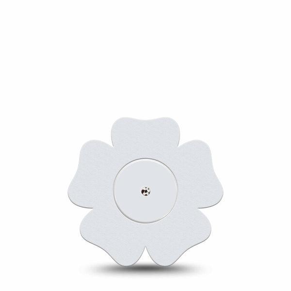 ExpressionMed White Freestyle Libre 2 and Libre 2 Plus Flower Shape Tape, Abbott Lingo, Single Tape and Single Sticker Soft Hue, Plaster CGM Design