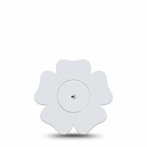 ExpressionMed White Freestyle Libre 2 and Libre 2 Plus Flower Shape Tape, Abbott Lingo, Single Tape and Single Sticker Soft Hue, Plaster CGM Design