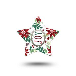 ExpressionMed Christmas Wreath Dexcom G7 Star Shape Tape, Dexcom Stelo Glucose Biosensor System,  Single Tape and Single Sticker Welcoming Holiday Garland, Overlay Patch CGM Design